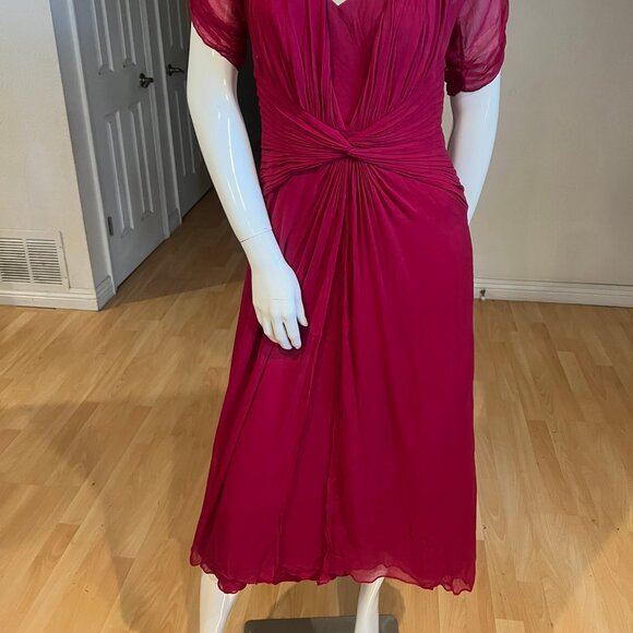 $388 TADASHI SHOJI COLLECTION SILK PLEATED DRESS SIZE 8 - Picture 2 of 5